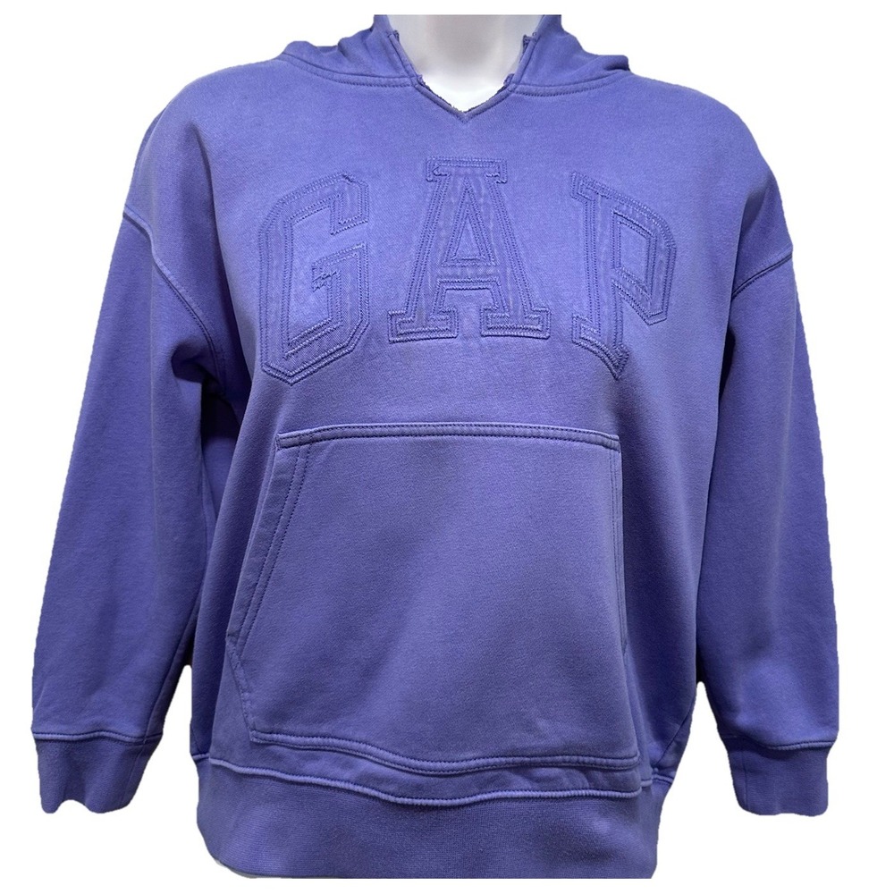 GAP Teen Pull Over Hoodie Girls Sz 8 Lt. Purple W/Logo Long Sleeves Front Pouch